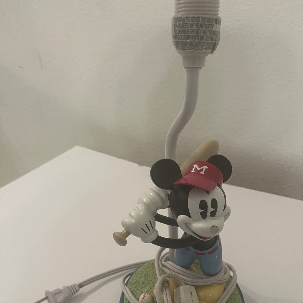 Mickey Mouse Baseball Lamp Kids Room Decor- Works No Shade